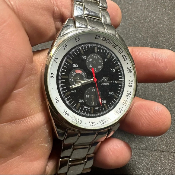 Ian Daniels Mens Quartz Wrist Watch Silver Tone Working Cracked Glass - Picture 4 of 11